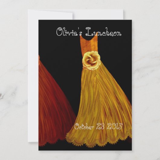 Bridesmaid Luncheon oder Brunch Gold Orange Dress Einladung (Rückseite)
