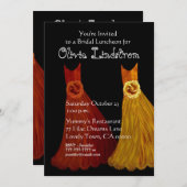 Bridesmaid Luncheon oder Brunch Gold Orange Dress Einladung (Vorne/Hinten)