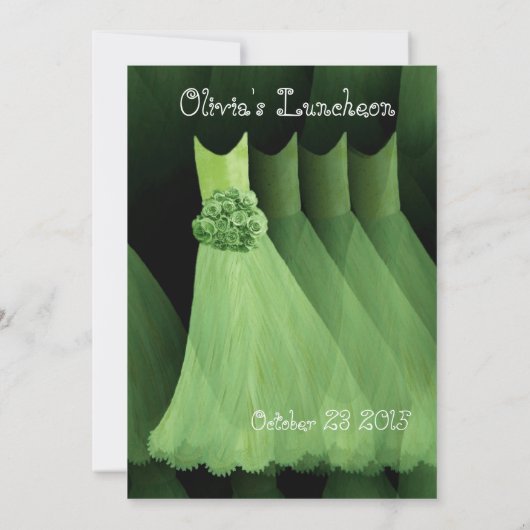 Bridesmaid Luncheon oder Brunch Green Dress V03 Einladung (Rückseite)