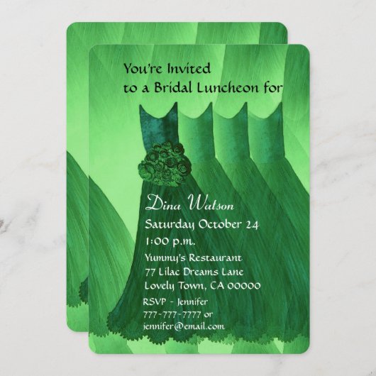 Bridesmaid Luncheon oder Brunch Kelly Green V02L Einladung (Vorne/Hinten)
