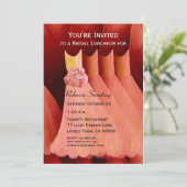 Bridesmaid Luncheon oder Brunch Peach Dress V04 Einladung (Stehend Vorderseite)