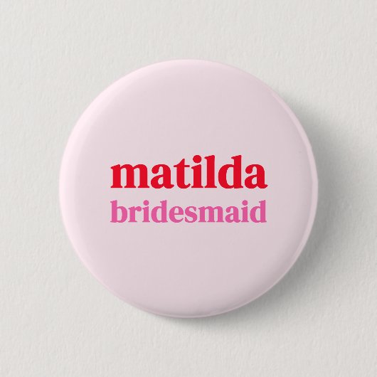 Bridesmaid Minimal Rot und Rosa Bachelorette Button (Vorderseite)