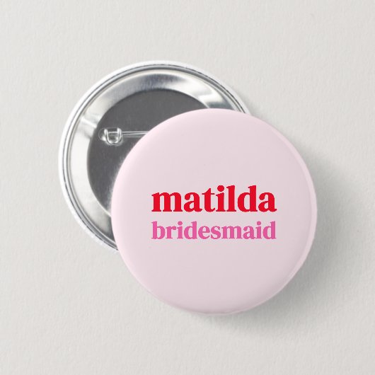 Bridesmaid Minimal Rot und Rosa Bachelorette Button (Vorne & Hinten)