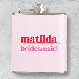 Bridesmaid Minimal Rot und Rosa Bachelorette Flachmann