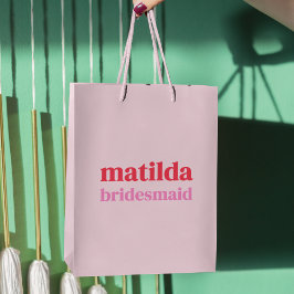 Bridesmaid Minimal Rot und Rosa Bachelorette Mittlere Geschenktüte