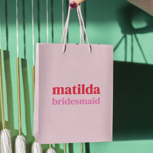 Bridesmaid Minimal Rot und Rosa Bachelorette Mittlere Geschenktüte