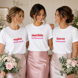 Bridesmaid Minimal Rot und Rosa Bachelorette T-Shirt