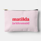 Bridesmaid Minimal Rot und Rosa Bachelorette Zubehörtasche (Vorderseite)