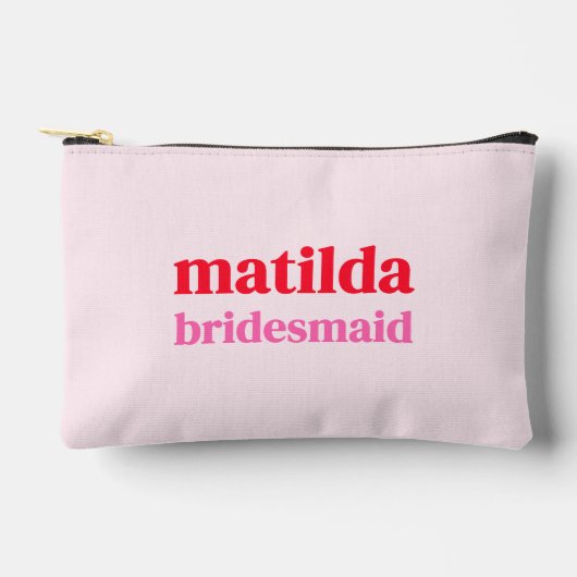 Bridesmaid Minimal Rot und Rosa Bachelorette Zubehörtasche (Vorderseite)