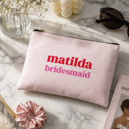 Bridesmaid Minimal Rot und Rosa Bachelorette Zubehörtasche