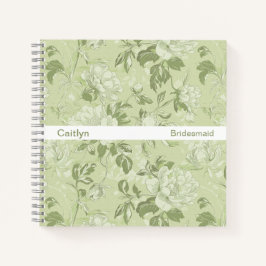Bridesmaid Minimalist Stripe Green Floral Square Notizblock
