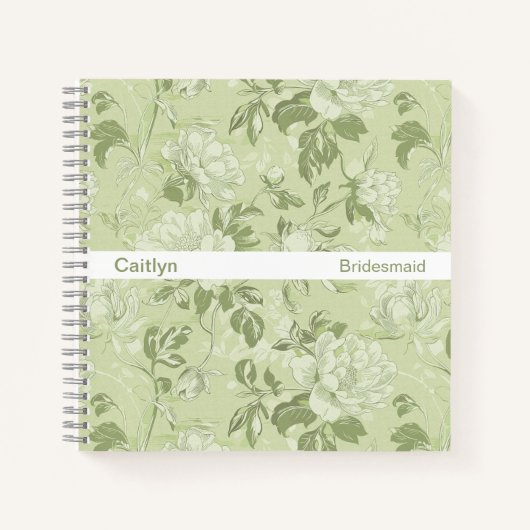 Bridesmaid Minimalist Stripe Green Floral Square Notizblock (Vorderseite)