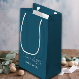Bridesmaid | Minimalistisches Script Canoe Blue Kleine Geschenktüte