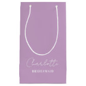 Bridesmaid | Minimalistisches Script Lilac Lila Kleine Geschenktüte (Vorderseite)