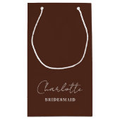 Bridesmaid | Minimalistisches Skript Brown Kleine Geschenktüte (Rückseite)