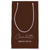 Bridesmaid | Minimalistisches Skript Brown Kleine Geschenktüte (Vorderseite)