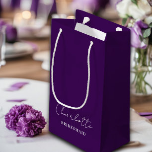 Bridesmaid   Minimalistisches Skript Lila Kleine Geschenktüte