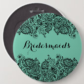 BridesMaid Mint Green & Black Paisley Lace Button (Vorne & Hinten)