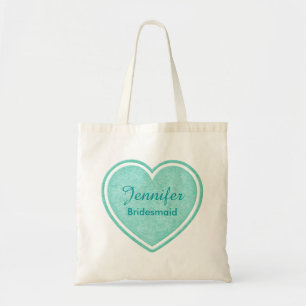 Bridesmaid Mint Green Heart Custom Tote Bag Gefall Tragetasche