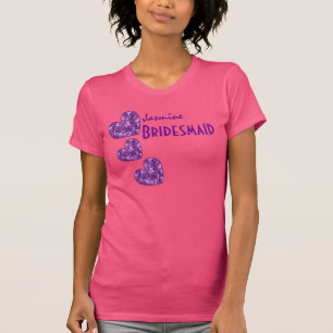 BRIDESMAID mit LILA CAMOUFLAGE Gemustert Hearts V2 T-Shirt