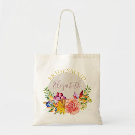 Bridesmaid mit Name Floral Bouquet Tragetasche
