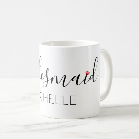 Bridesmaid mit Namen Kaffeetasse (VorderseiteRechts)