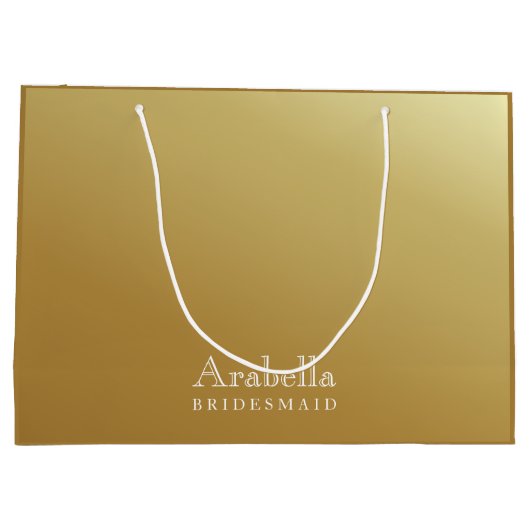 Bridesmaid | Modern Glamour Ombre Gold Large Große Geschenktüte (Rückseite)