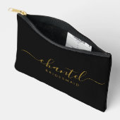 Bridesmaid Modern Gold Script Black Zubehörtasche (Offen)