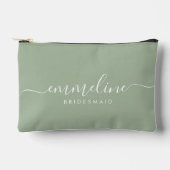 Bridesmaid Modern Minimal Script Sage Zubehörtasche (Vorderseite)