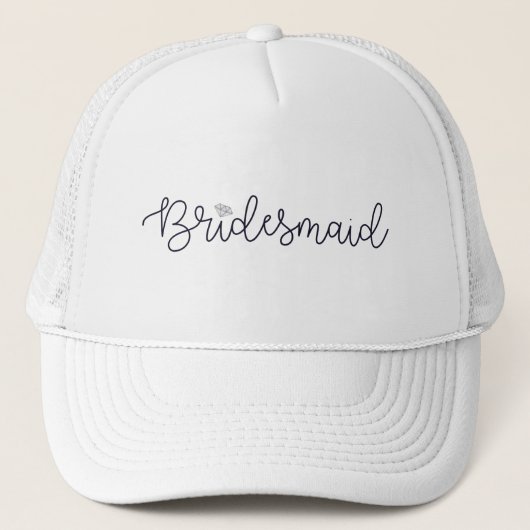 Bridesmaid Modern Script Diamond Bachelorette Truckerkappe (Vorderseite)