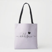 Bridesmaid Modern Script Heart Lavender Gray Tasche (Vorderseite)