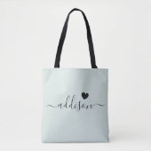 Bridesmaid Modern Script Heart Pale Minze Tasche (Vorderseite)