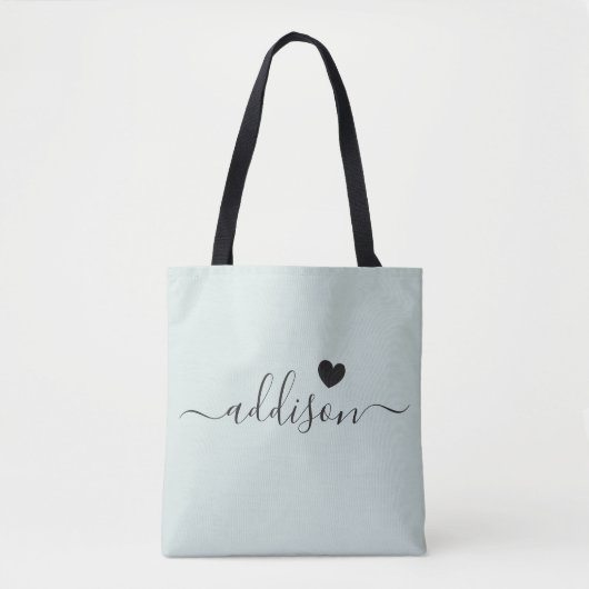 Bridesmaid Modern Script Heart Pale Minze Tasche (Vorderseite)