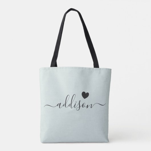 Bridesmaid Modern Script Heart Pale Minze Tasche (Rückseite)