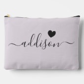Bridesmaid Modern Script Lavender Gray Heart Zubehörtasche (Vorderseite)