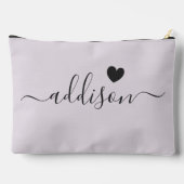 Bridesmaid Modern Script Lavender Gray Heart Zubehörtasche (Rückseite)