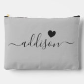 Bridesmaid Modern Script Warm Grau Herz Zubehörtasche (Vorderseite)