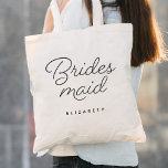 Bridesmaid Moderne Kalligrafie Hochzeit Tragetasche<br><div class="desc">Bridesmaid Moderne Kalligrafie Wedding Tote Tag bietet Spaß und hübsche Kalligraphie,  zusammen mit dem personalisierten Namen.</div>