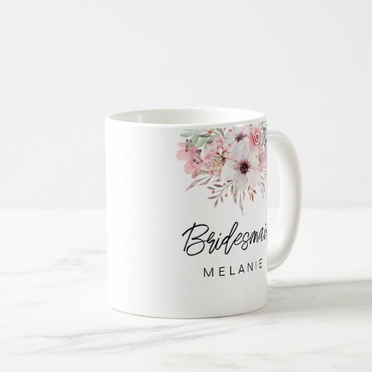 Bridesmaid Moderne rustikale Tasse Geschenk | weiß (VorderseiteRechts)