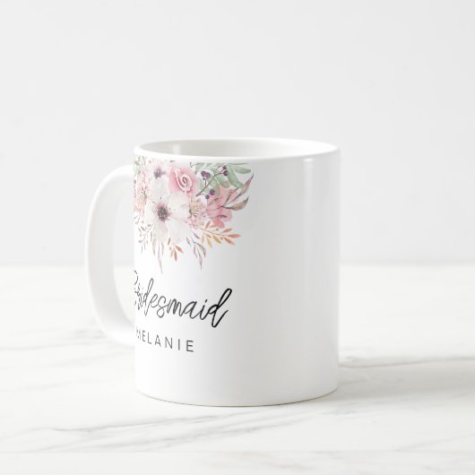 Bridesmaid Moderne rustikale Tasse Geschenk | weiß (Vorderseite Links)