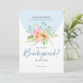 Bridesmaid Moderne Typografie Delikate Blume Einladung (Stehend Vorderseite)