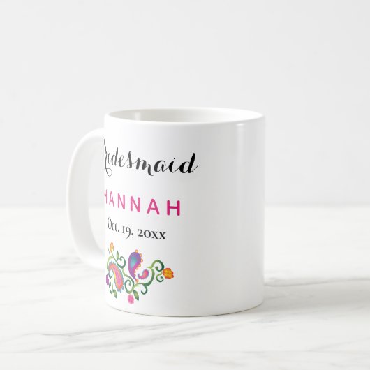 Bridesmaid Moderne Typografie Script Wedding Kaffeetasse (Vorderseite Links)