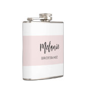 Bridesmaid Modernes Elegantes Rosa Weiß Flachmann (Rechts)