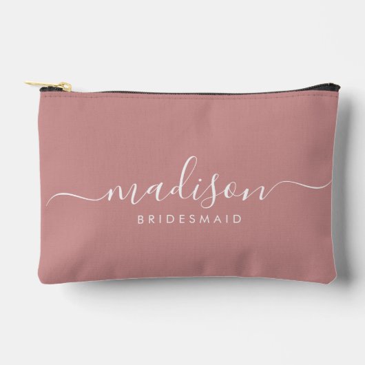 Bridesmaid Modernes Minimales Skript Dusty Pink Zubehörtasche (Vorderseite)