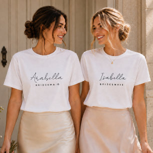 Bridesmaid Modernes Minimalistisches Drehbuch Ba T-Shirt