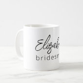 Bridesmaid Modernes Minimalistisches Drehbuch Bach Kaffeetasse (Vorderseite Links)