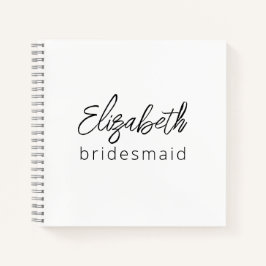 Bridesmaid Modernes Minimalistisches Drehbuch Bach Notizblock