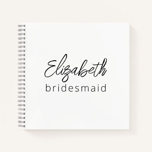 Bridesmaid Modernes Minimalistisches Drehbuch Bach Notizblock (Vorderseite)