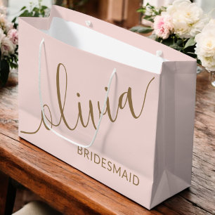 Bridesmaid Modernes Minimalistisches Drehbuch Rosa Große Geschenktüte