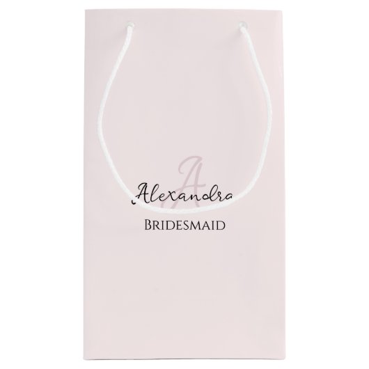 Bridesmaid Modernes Minimalistisches Monogramm Ros Kleine Geschenktüte (Rückseite)